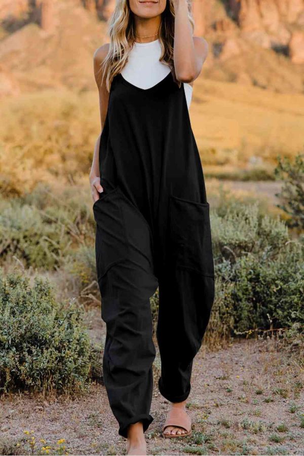 Gyzyem V-Neck Sleeveless Jumpsuit with Pocket